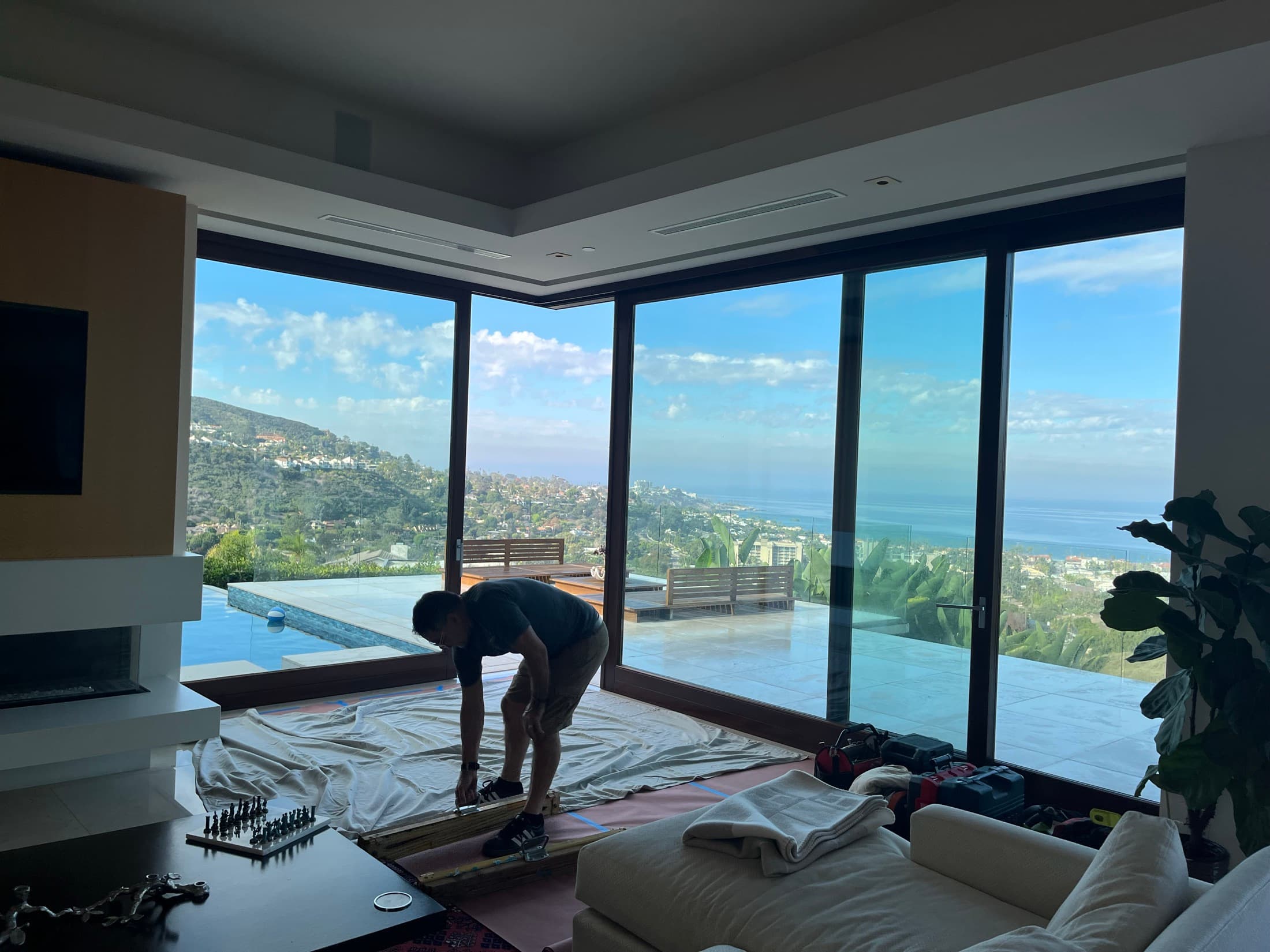 European-style casement windows in coastal home