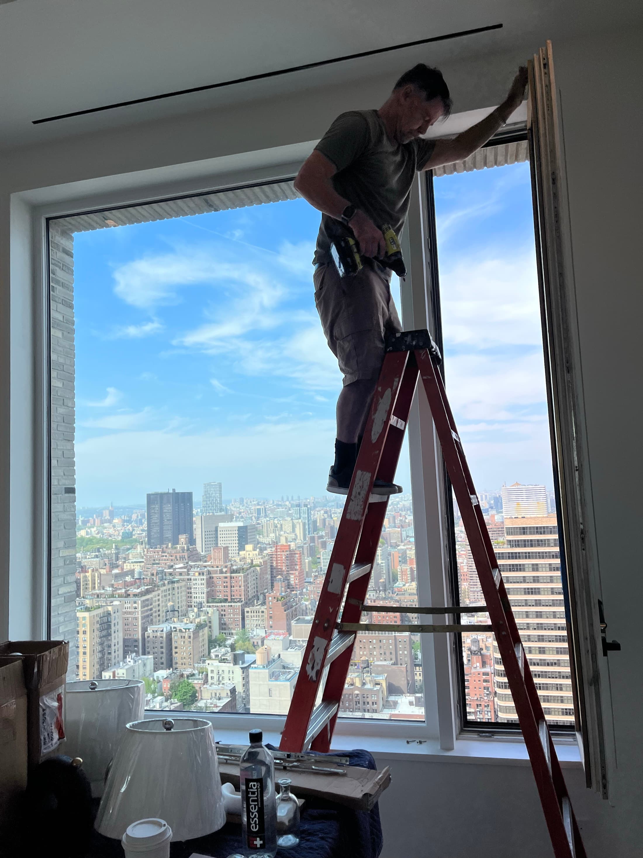 Modern black frame window installation